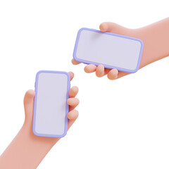 Businessman holding a mobile phone. 3d render illustration with Clipping path.