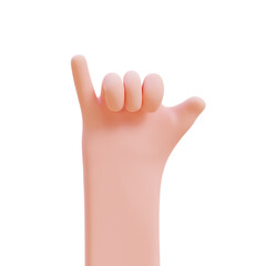 Cartoon hands. Hands raised to count fingers. 3d render illustration with Clipping path.