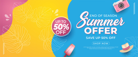 end of season summer sale banner with editable text