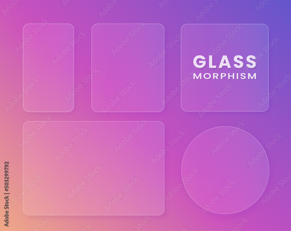 Wall mural set of transparent frames in glass morphism style. place for your texts and images.