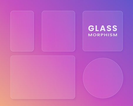 Set of transparent frames in glass morphism style. Place for your texts and images.