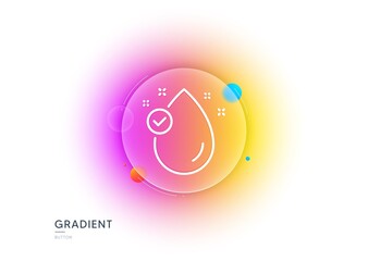 Vitamin E line icon. Gradient blur button with glassmorphism. Oil drop sign. Transparent glass design. Vitamin E line icon. Vector