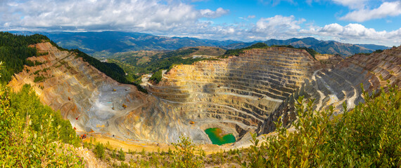Impressive panorama view of copper quarry, Rosia Poieni, Romania