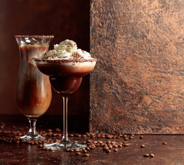Cold coffee and chocolate cocktails.