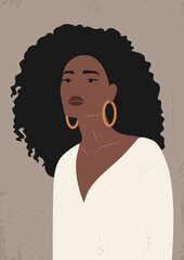 Young african american woman with black curly hair poster