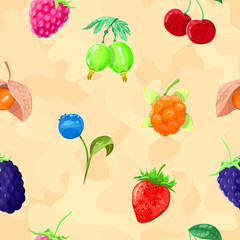 Berries and Small Fruits Tileable Vector
