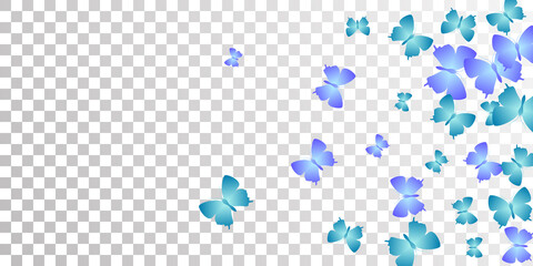 Fairy blue butterflies cartoon vector wallpaper. Spring beautiful insects. Simple butterflies cartoon baby background. Delicate wings moths graphic design. Fragile beings.