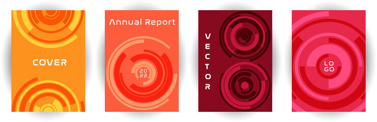 Annual report cover page layout vector collection with aim goal circle pattern concept.