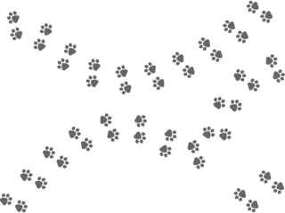 Paw vector trail print of cat isolated on white background. Dog or puppy silhouette animal tracks. Paw Print for your web site design, app, UI. Vector illustration. EPS10.