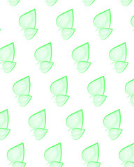 Pattern on a white background with green leaves. Wallpaper for phone. Watercolor green leaves leaves