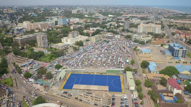 Accra Central Aerial view with the Tema Station