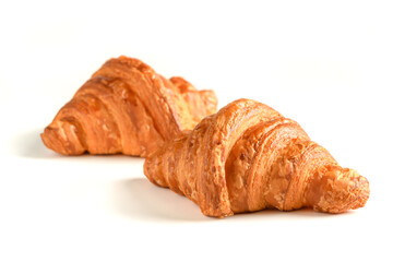 Homemade croissant isolated on white background, bakery