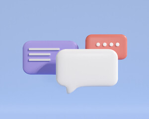 3d blank Chat message speech icon. social media online message box concept. isolated on blue background. 3d render illustration cartoon minimal style. © Yellow duck