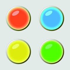 icon set colorful buttons 3d mockup