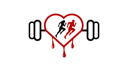 Hearth Fitness logo design template. Sport icon logotype vector