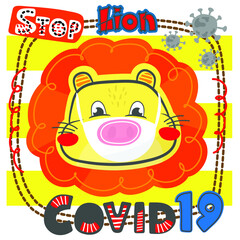 Cute Character Cartoon Little bear  reusable  funny mouth Tiger  face mask  Stop coronavirus (covid-19) vector illustration. Let's fight coronavirus pictogram. Epidemic infectious disease concept art 