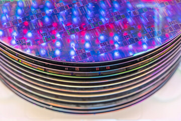 Silicon Wafers sitting stacked in a cassette