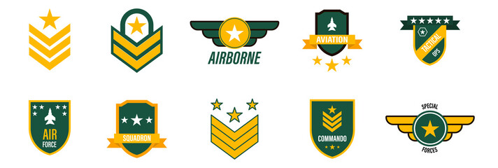 Military badge set. Air force emblem. Vector illustration. © 4zevar