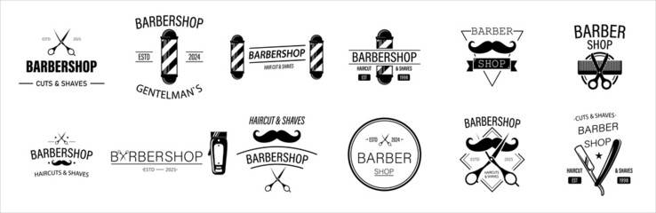 Vintage logo templates Barbershop, Haircut's salon. Vector illustration