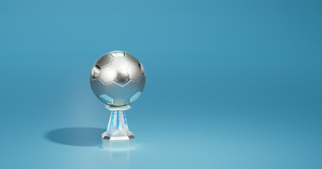 Bright Football Silver Trophy with a soft light background