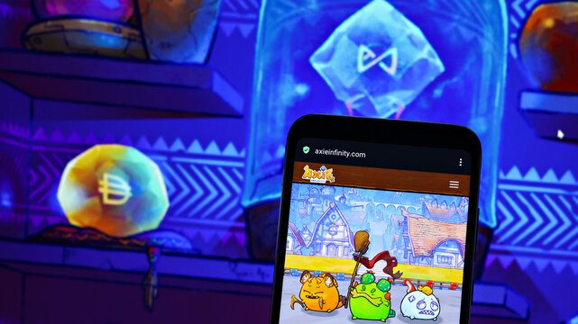 Axie Infinity editorial. Illustrative photo for news about Axie Infinity - an NFT-based online video game