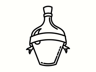 Vector icon bottle with ribbon.