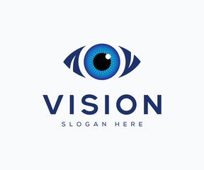 Obraz premium Eye Care Logo Design Template, Blue Eye Logo Concept, Vision Icon Logo Design Vector Template.