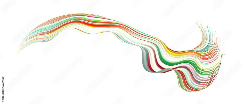 Poster 3D Colorful abstract twisted fluide shape flow. Trendy liquid design.