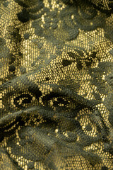 Old fashion green lace cloth, embroidery textile background