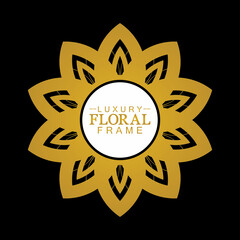 Gold ornamental round, Decorative art frame, Abstract vector floral ornament border, porcelain pattern design.