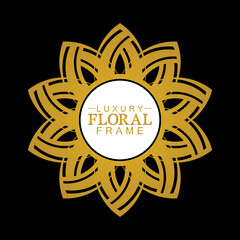 Gold ornamental round, Decorative art frame, Abstract vector floral ornament border, porcelain pattern design.