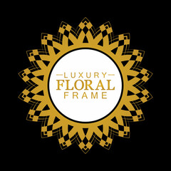 Gold ornamental round, Decorative art frame, Abstract vector floral ornament border, porcelain pattern design.