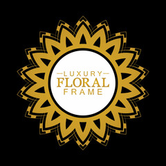 Gold ornamental round, Decorative art frame, Abstract vector floral ornament border, porcelain pattern design.