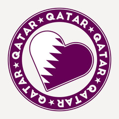 Qatar heart flag badge. From Qatar with love logo. Support the country flag stamp. Vector illustration.