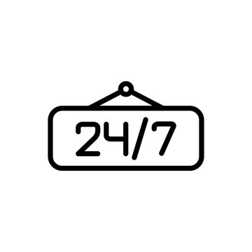 24h Hours A Day And 7 Days A Week Icon Vector. Flat Design