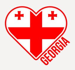 Fototapeta premium Georgia heart flag badge. Made with Love from Georgia logo. Flag of the country heart shape. Vector illustration.