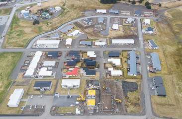 Aerial view of town of Hofn in hornafjordur in Iceland