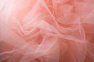 Pink tulle material background, pastel colors, romantic and delicate drapery