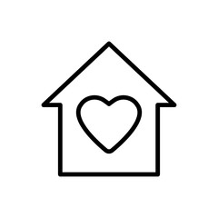 Heart, house vector simple icon. Flat design