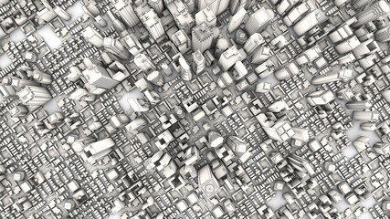 3d render aerial city and lines