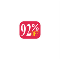 92 offer tag discount vector icon stamp on a white background