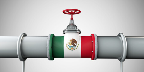 Mexico oil and gas fuel pipeline. Oil industry concept. 3D Rendering