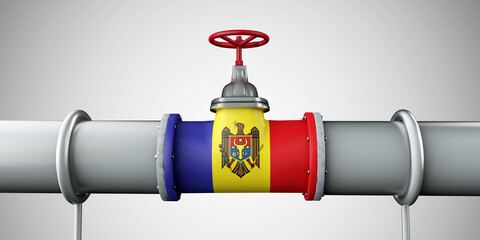Moldova oil and gas fuel pipeline. Oil industry concept. 3D Rendering