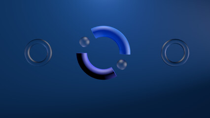 Abstract torus with blue background 