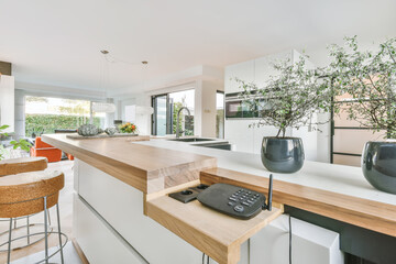 Counter with wireless Intercom in kitchen