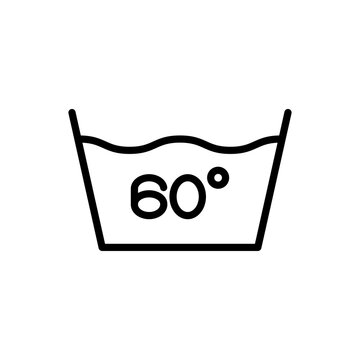 Laundry, 60 degrees simple icon vector. Flat design