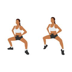Fototapeta na wymiar Woman doing plie squat calf raise exercise. Flat vector illustration isolated on white background