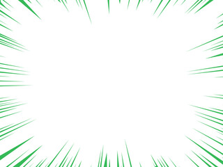 Arrière-plan des lignes verte d'action de la bande dessinée. Lignes de vitesse Cadre manga isolé sur fond transparent. Conception graphique vectorielle 
