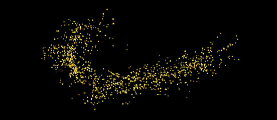 Golden curl, swirl texture crumbs. Gold dust, sand backdrop. Vector. © Nanotrillion