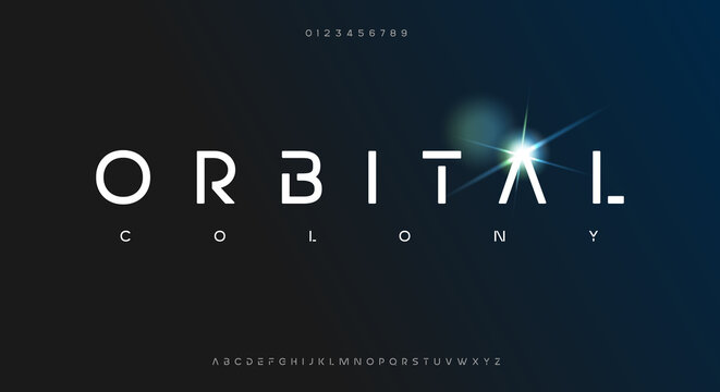 Orbital Colony, an Abstract technology futuristic alphabet font. digital space typography vector illustration design